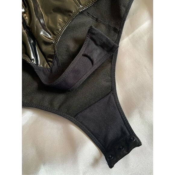 Fleur du Mal PVC Frankie Lace Bodysuit in Black Size S - Picture 10 of 12